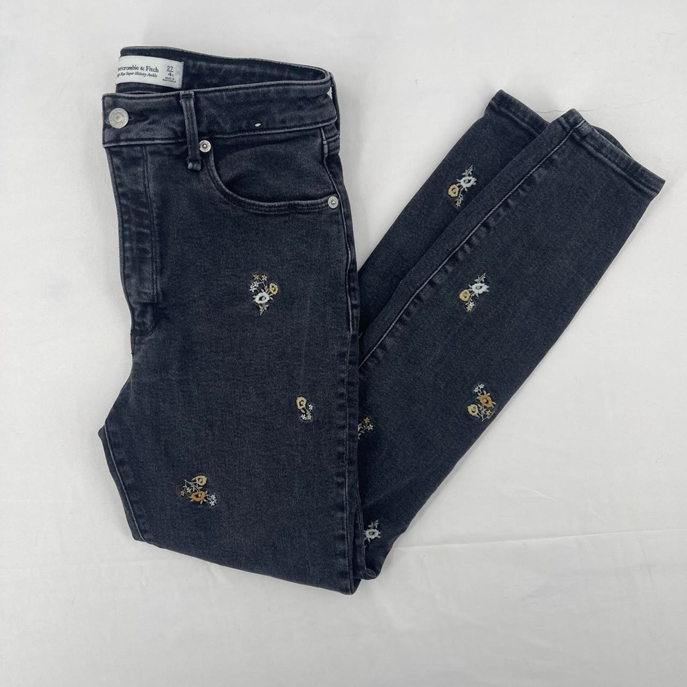 Abercrombie Women's High Rise Floral Jeans 27 4 S Skinny Cottagecore Boho Whimsy